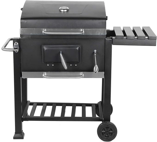 Portable Charcoal Grill, Large BBQ Grill with Wheels, Adjustable Vent Outdoor Grill for Camping, Picnic and Garden