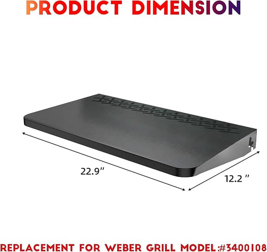 DELSbbq Folding Front Shelf for Weber Searwood 600 Pellet Grills, Heavy-Duty Steel Table, Foldable Prep & Storage Station for Weber Searwood 600 Accessories