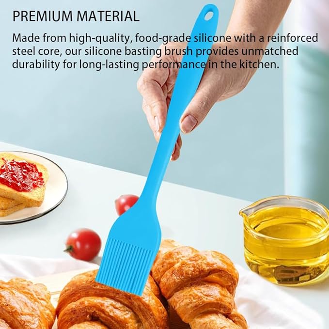 Silicone Basting Pastry Brushes Set, 2 Pcs Heat Resistant Kitchen Cooking Baking Brush for Oil Butter Sauce BBQ Grill, BPA Free, Dishwasher Safe, 8&10 inch