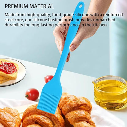 Silicone Basting Pastry Brushes Set, 2 Pcs Heat Resistant Kitchen Cooking Baking Brush for Oil Butter Sauce BBQ Grill, BPA Free, Dishwasher Safe, 8&10 inch
