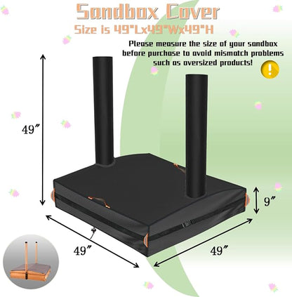 Sandbox Cover is Suitable for Foldable Wooden sandboxes，49" Wx49 Dx9/49 H | Outdoor Toddler's Large Sand Box Covers for Sand Protection