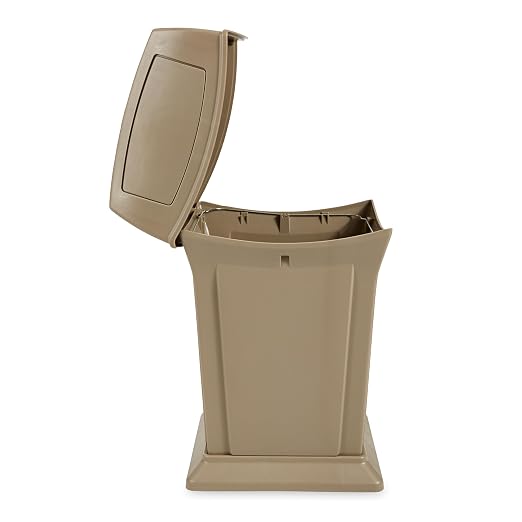Rubbermaid Commercial Products Ranger Trash Can with 2 Door Lid, 45 GAL, Biege Plastic, Outdoor for Stadiums/Parks/Shopping Plazas