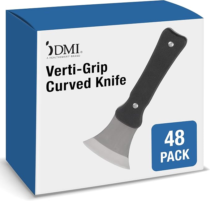 DMI Steak Knife, Rocker, Curved, Verti Grip Kitchen and Dinner Steak Knife for Ease of Chopping or Limited Hand Strength, Dishwasher Safe, Stainless Steel Blade