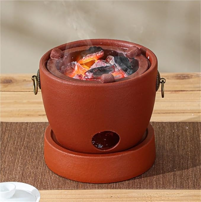Outdoor Red Clay Charcoal Stove for 1-3 People, Small Portable Camping Charcoal Clay for Camping Barbecue Tool