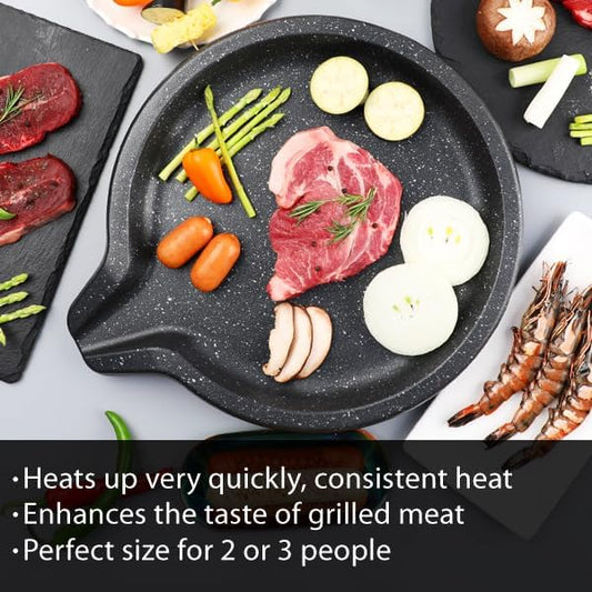 Stovetop Korean BBQ Grill Pan, 13.4 inch, Cast Aluminum, for indoor outdoor