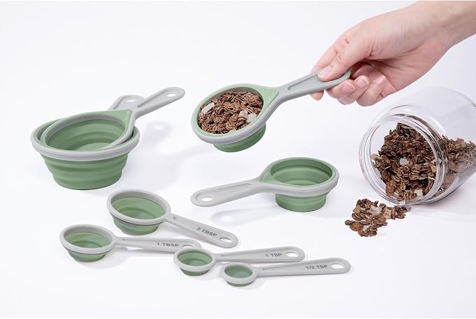 Kitchen Gadgets Set 13 Piece, Space Saving Cooking Tools Includes Collapsible Measuring Cups Measuring Spoons and Stackable Kitchen Gadgets for Small Space, RV Essentials Camper Accessories