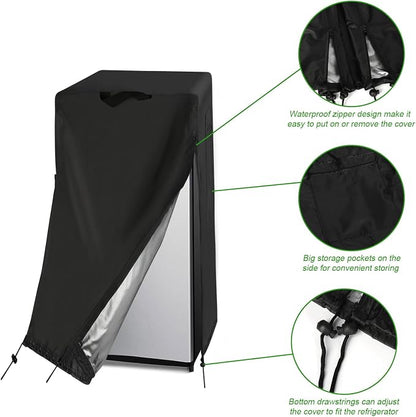 23W Medium Refrigerator Cover for Most 7.5 Cu Ft Outdoor Upright Fridge | 23x23x56,Waterproof Dustproof Heavy Duty Oxford Fabric,for Most 7.5 Cubic Feet Small Beverage Cooler for Outside
