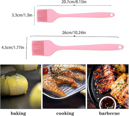 Silicone Basting Pastry Brushes Set, 2 Pcs Heat Resistant Kitchen Cooking Baking Brush for Oil Butter Sauce BBQ Grill, BPA Free, Dishwasher Safe, 8&10 inch