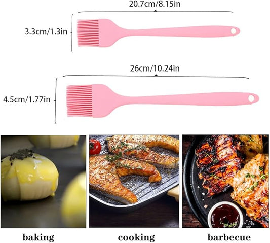 Silicone Basting Pastry Brushes Set, 2 Pcs Heat Resistant Kitchen Cooking Baking Brush for Oil Butter Sauce BBQ Grill, BPA Free, Dishwasher Safe, 8&10 inch
