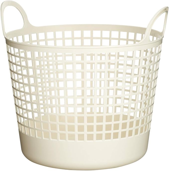 like-it SCB -1 Laundry Storage, Round Basket with Handle, Laundry Basket, Approx. Width 16.1 inches (41 cm), Depth 14.6 inches (37 cm), Height 14.8 inches (37.5 cm), White, Made in Japan