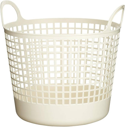 like-it SCB -1 Laundry Storage, Round Basket with Handle, Laundry Basket, Approx. Width 16.1 inches (41 cm), Depth 14.6 inches (37 cm), Height 14.8 inches (37.5 cm), White, Made in Japan