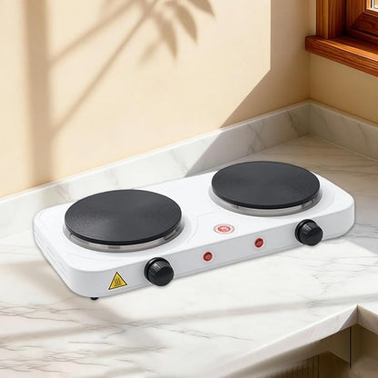 Countertop Double Burner Adjustable Temperature Kitchen Small Appliance Professional 2000W for Braising Scrambling Steaming, Heating Plate