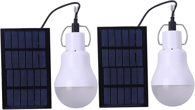 2Pcs Portable Rechargeable Solar Light Bulb, Camping Light Outdoor for Hiking Fishing Tent Indoor Shed Chicken Coop
