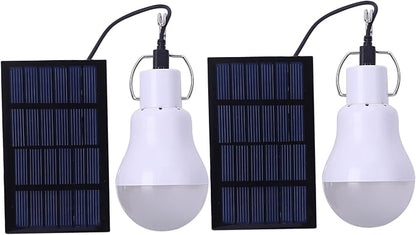 2Pcs Portable Rechargeable Solar Light Bulb, Camping Light Outdoor for Hiking Fishing Tent Indoor Shed Chicken Coop