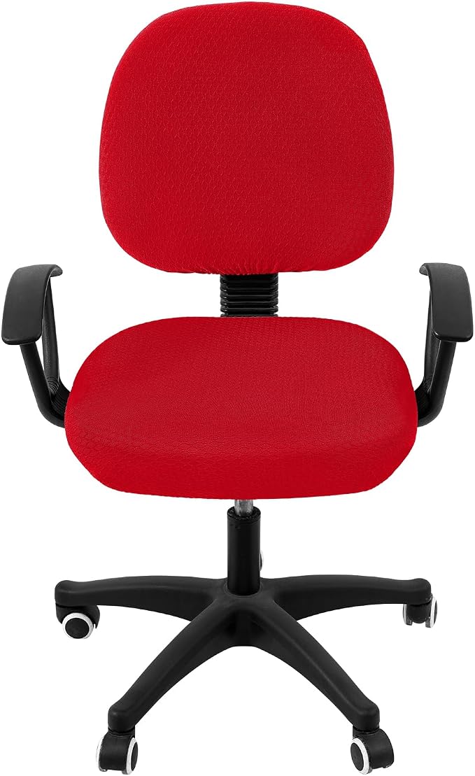 Smiry Office Computer Chair Covers for Desk Rotating Chair Protector | Stretch Jacquard Removable Washable Universal Slipcovers, Seat + Backrest Cover, Red