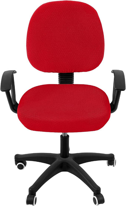 Smiry Office Computer Chair Covers for Desk Rotating Chair Protector | Stretch Jacquard Removable Washable Universal Slipcovers, Seat + Backrest Cover, Red