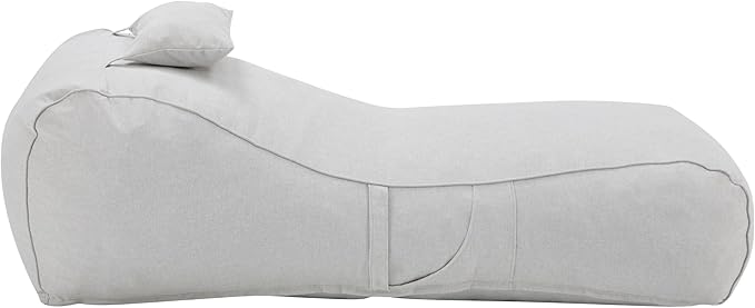 Christopher Knight Home Morton Outdoor Bean Bag Chair Set of 2, Fabric Bean Bag Chair for Adults and Kids, Indoor/Outdoor Sun Lounger with Headrest, Patio Chaise Lounge Chair Set of 2, Light Gray