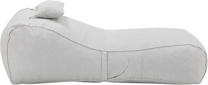 Christopher Knight Home Morton Outdoor Bean Bag Chair Set of 2, Fabric Bean Bag Chair for Adults and Kids, Indoor/Outdoor Sun Lounger with Headrest, Patio Chaise Lounge Chair Set of 2, Light Gray