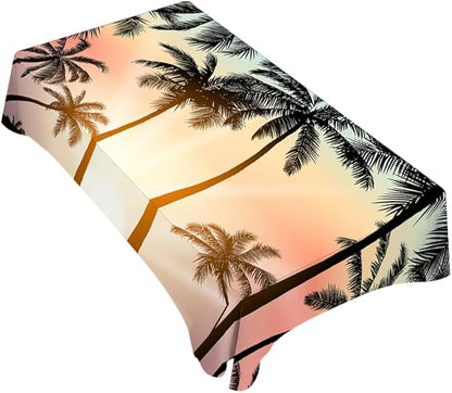 TKS MITLAN Tablecloth Palm Tree Table Cloth Rectangle Table 60 x 84 Inch Sunset Island Tropical Beach Kitchen Decorations for Home Dinner Party