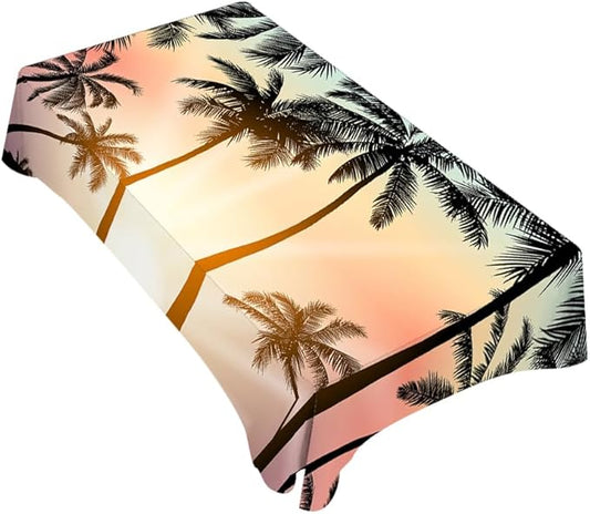TKS MITLAN Tablecloth Palm Tree Table Cloth Rectangle Table 60 x 84 Inch Sunset Island Tropical Beach Kitchen Decorations for Home Dinner Party