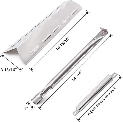 Grill Burner Tubes Heat Plates for Kenmore 6 Burner 146.23681310 146.47223610 146.23766310 Gas Grill, Stainless Steel BBQ Grill Replacement Parts for Permasteel Grills