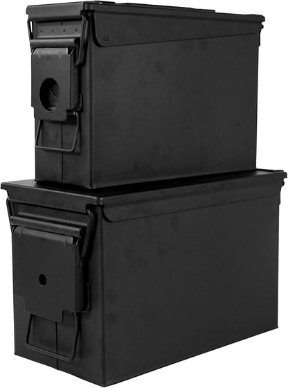 GUGULUZA Metal Ammo Can 30 50 Cal, Waterproof Airtight Ammo Containers Case | Heavy-Duty Ammunition Storage Case Military Container, Lockable Box w/Flip Top for Long-Term Storage Bullet, 30Cal and 50 Cal