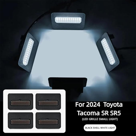 4PCS LED Front Grille Light Clip On for 2024/2025 Toyota Tacoma SR/SR5，White OEM Car Grill Lights