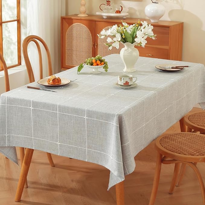 TruDelve Gray Cloth tablecloths Rectangle Table Cloths for 6 Foot Rectangle Tables Rustic Oblong Washable Tablecloth(Grey,98"x52",Rectangular)