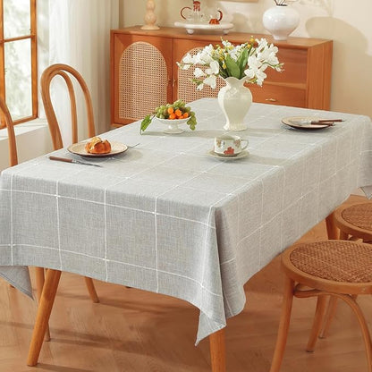 TruDelve Gray Cloth tablecloths Rectangle Table Cloths for 6 Foot Rectangle Tables Rustic Oblong Washable Tablecloth(Grey,98"x52",Rectangular)