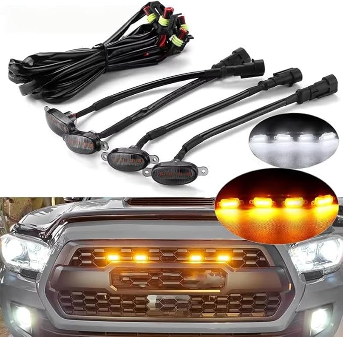4 Pieces LED Front Grille Lights for Ford F-Series F-150 2009-2014, Radiator Grill Marker Lamp Waterproof Lighting Upgrade ABS Polycarbonate,Blue