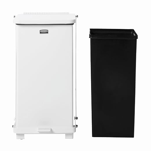 Rubbermaid Commercial Products Defenders Step-On Trash Can with Plastic Liner 6.5-Gallon White Good with Infectious Waste in Doctors Office/Hospital/Medical/Healthcare Facilities