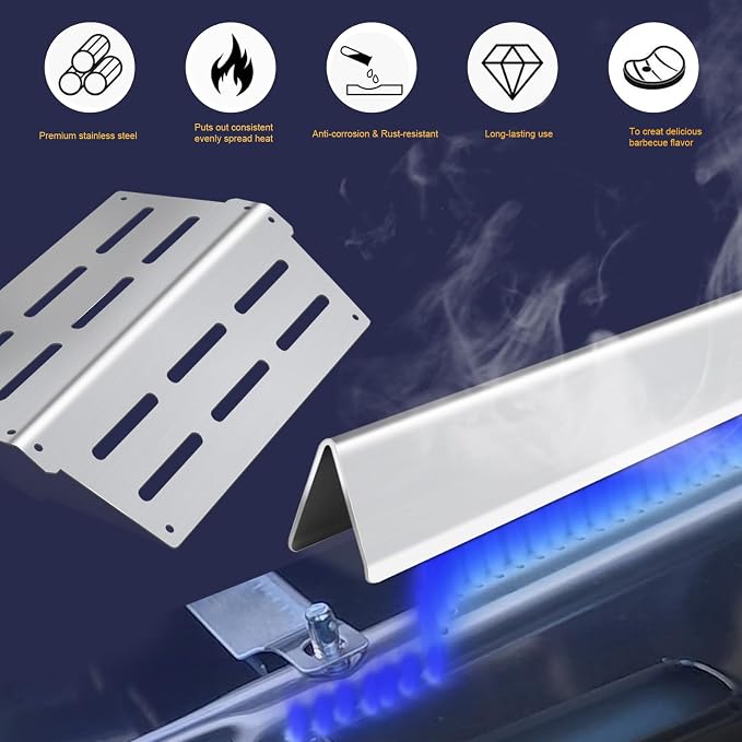 62752 7620 7622 for Weber Genesis E310 E320 E330 S310 S320 S330 EP310 EP320 | Zemibi 17.5" Flavorizer Bars, 19.5" Burner, 13 1/4" Heat Deflectors