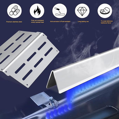 62752 7620 7622 for Weber Genesis E310 E320 E330 S310 S320 S330 EP310 EP320 | Zemibi 17.5" Flavorizer Bars, 19.5" Burner, 13 1/4" Heat Deflectors