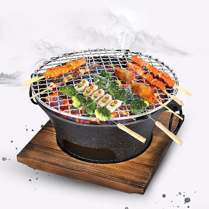 Cast Iron Charcoal Grill, Portable Korean Cooktop Japanese Barbecue Grill Oven Heavy Duty Camping Barbecue Tool BBQ Charcoal Stove(19.5cm)