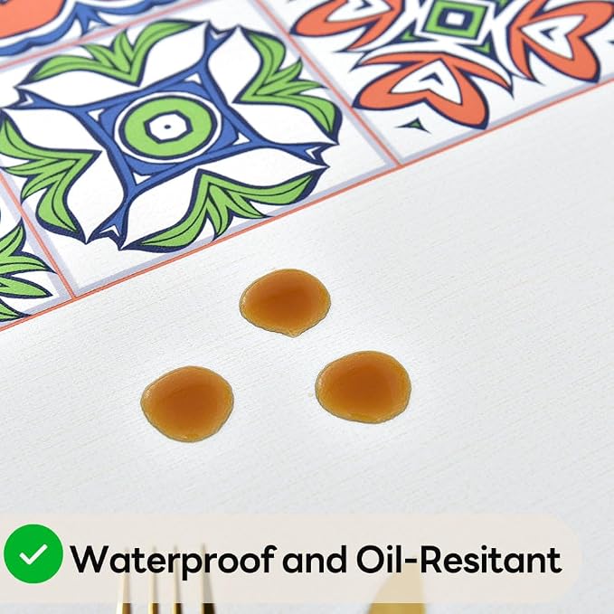 Wipeable Waterproof Tablecloth Vinyl Tablecloths for Rectangle Tables Heavy Duty PVC Tablecloth for Kitchen Dining Table(Flowers-3, 54'' x 108'')