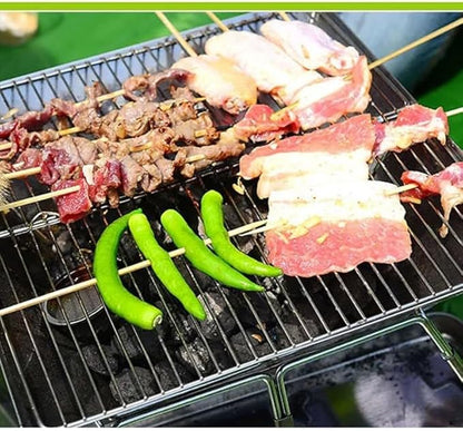 Outdoor Portable BBQ Grill Stainless Steel Folding Picnic Charcoal Barbecue Grills Home Camping Barbeque Tool, Light Grey (D Light Grey)