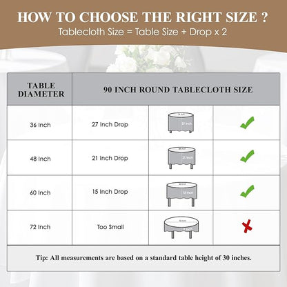 8 Pack Black Round Tablecloths 90 Inch for Dining Tables | Washable Decorative Linen Polyester Table Cover for Banquets Buffets Parties and Weddings