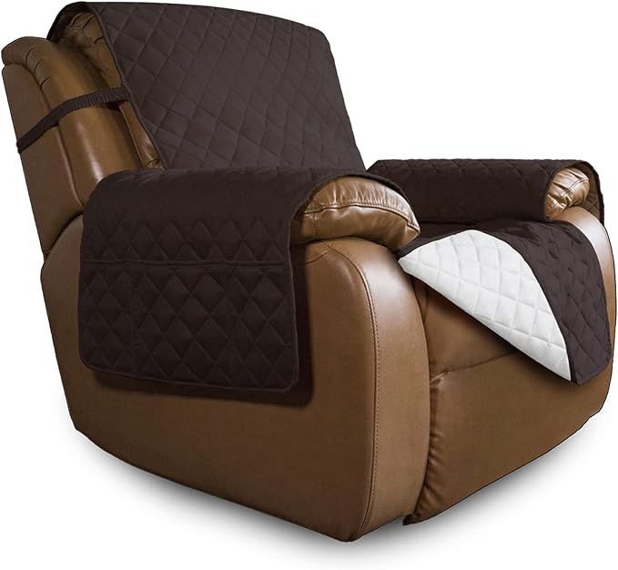Easy-Going Reversible Couch Cover, Oversized Recliner, Chocolate/Ivory | Machine Washable Slipcover For Dogs, Water Resistant Furniture Mat For Living Room, Non-Slip Sofa Cover, Pet Friendly