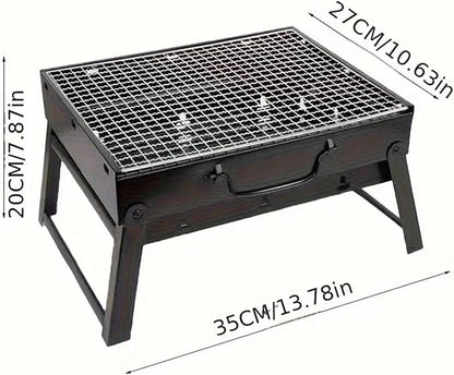 Portable BBQ Charcoal Grill Stainless Steel Small Mini Tool Kit Outdoor Cooking Camping Picnic Beach