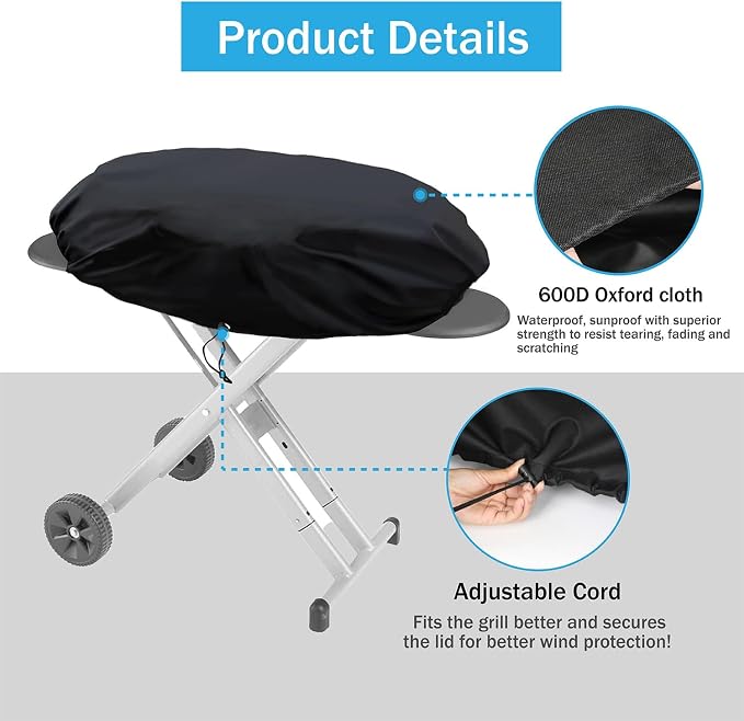 Heavy Duty Portable Grill Cover for Coleman Roadtrip 285/LX/LXX/LXE and Smoke Hollow 205 Grills, Outdoor Small Grill Cover, Grill Accessories for Coleman, Waterproof, All-Weather