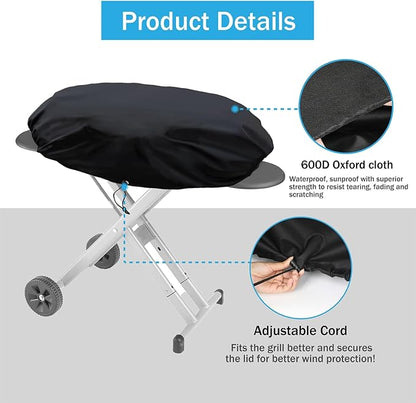 Heavy Duty Portable Grill Cover for Coleman Roadtrip 285/LX/LXX/LXE and Smoke Hollow 205 Grills, Outdoor Small Grill Cover, Grill Accessories for Coleman, Waterproof, All-Weather