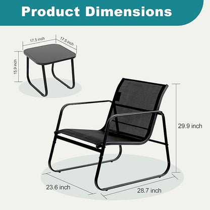DUMOS 3 Piece Patio Furniture Set，Outdoor Patio Furniture Set with Table, Patio Sectional Bistro Sets for Lawn, Garden, Balcony, Poolside