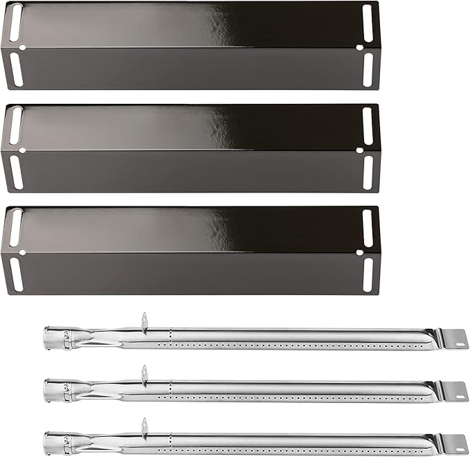 for Smoke Hollow grill parts, Smoke Hollow PS9900 PS9500 6500 6800 SH5000 SH9916 Grill parts, 16 1/2 Inch Porcelain Steel Heat Plate Shield Stainless Steel Pipe Burners 3 Packs