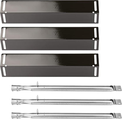 for Smoke Hollow grill parts, Smoke Hollow PS9900 PS9500 6500 6800 SH5000 SH9916 Grill parts, 16 1/2 Inch Porcelain Steel Heat Plate Shield Stainless Steel Pipe Burners 3 Packs