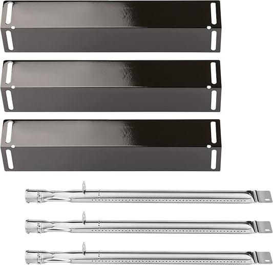 for Smoke Hollow grill parts, Smoke Hollow PS9900 PS9500 6500 6800 SH5000 SH9916 Grill parts, 16 1/2 Inch Porcelain Steel Heat Plate Shield Stainless Steel Pipe Burners 3 Packs