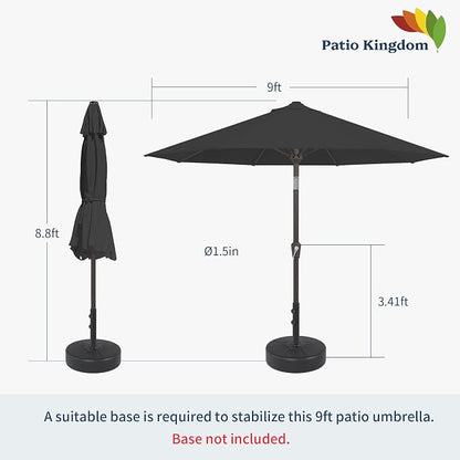 9FT Patio Umbrella Outdoor Table Umbrella w/Push Button Tilt and Crank, 8 Sturdy Ribs, UV Resistant Waterproof Market Umbrella for Pool, Deck, Backyard, Garden, Black