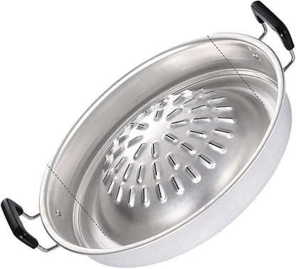 Charcoal Barbecue Grill, Aluminum Korean BBQ Grill Camping BBQ Pan Meat Garlic Korean Cookware for Home Party Outdoor Camping ﻿ (Large Size)
