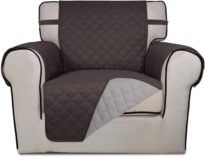 PureFit Reversible Chair Sofa Cover Dog Couch Covers for Sofa, 25.5 in | Chocolate/Beige, Water Resistant Couch Protector, Washable Pet Couch Cover with Non Slip and Elastic Straps For Kids