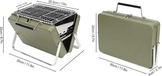 Alomejor Portable Charcoal BBQ Grill Folding Notebook Grill Wire Meshes Tools for Camping Outdoor Cooking Backyard Picnic