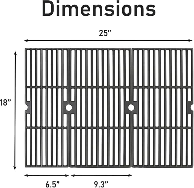 Grill Grates for Char-Broil Performance 4-Burner 463342119 463377017 | Cast Iron Replacement Parts for charbroil 463347017 G321-0005-W1 G321-0006-W1 3-piece 18 x 25 in set